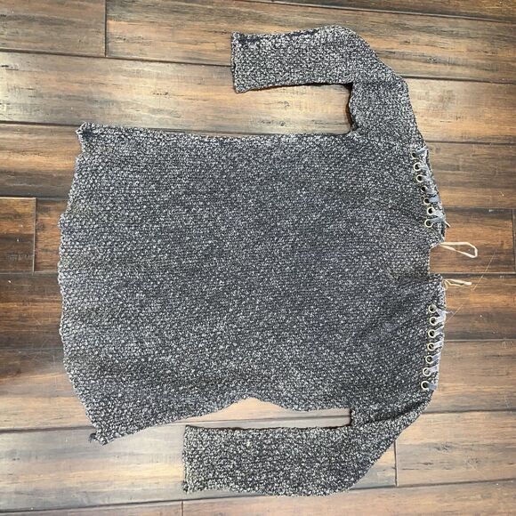 VINTAGE HAVANA Grey Hanky Hem Ribbed Sweater Size S - Picture 2 of 5